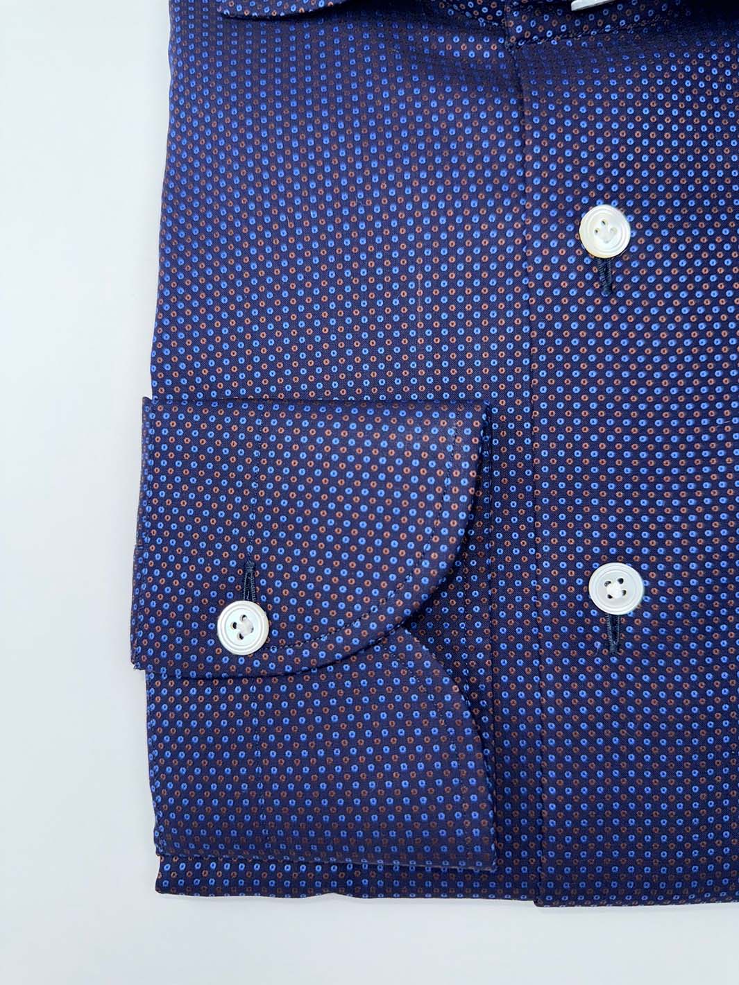 Micro-Floral Cotton Dress Shirt - Nile Blue