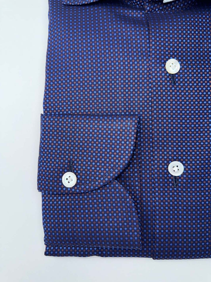 Micro-Floral Cotton Dress Shirt - Nile Blue