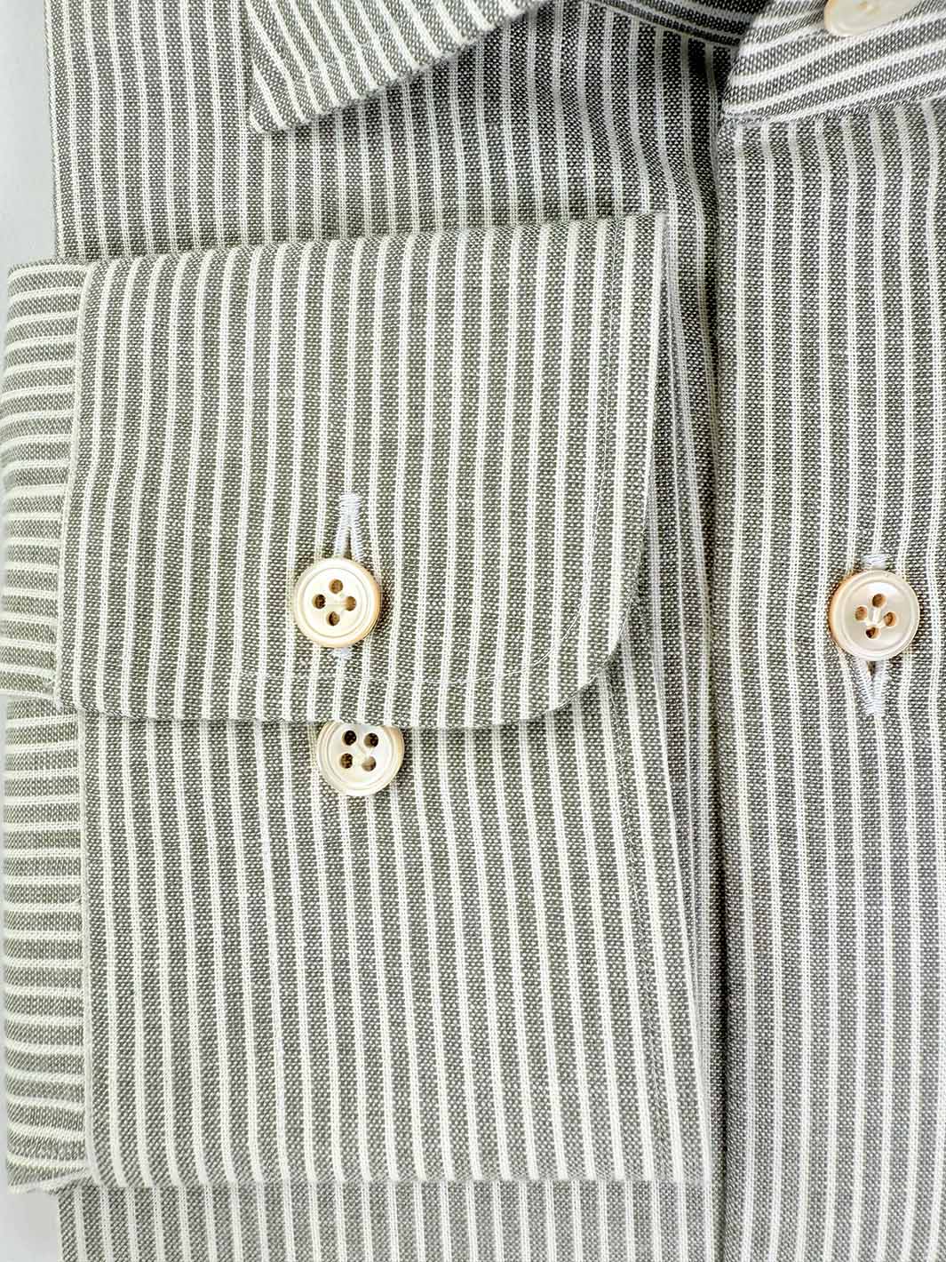Bold Stripe Cotton Dress Shirt - Olive