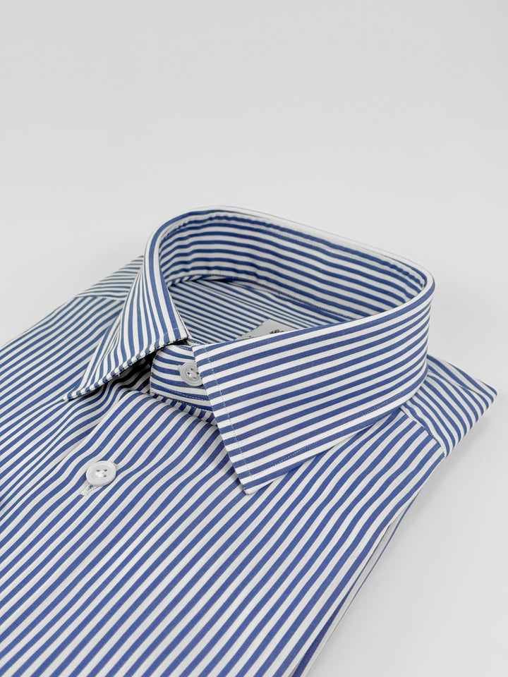 Bold Stripe Cotton Dress Shirt - Royal Blue
