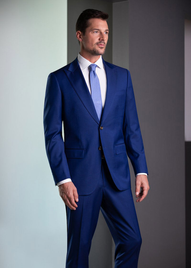 Slim-Fit Italian Wool Notch Lapel Royal Blue Suit