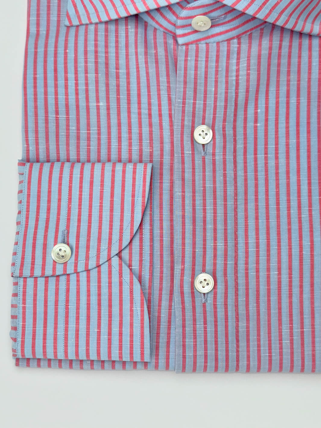 Striped Linen-Cotton Dress Shirt - Rose Pink