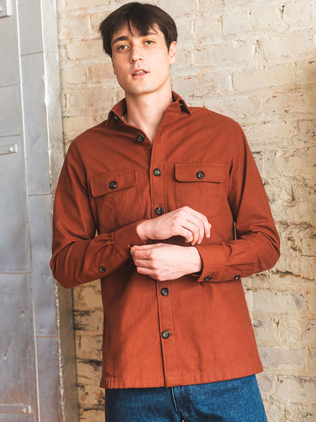 Rust Color Flannel Rust Cotton Flannel Overshirt – Anatoly & Sons