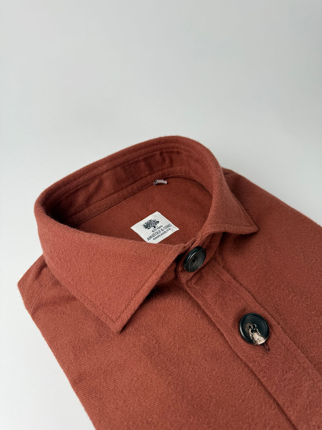 Rust Cotton Flannel Overshirt
