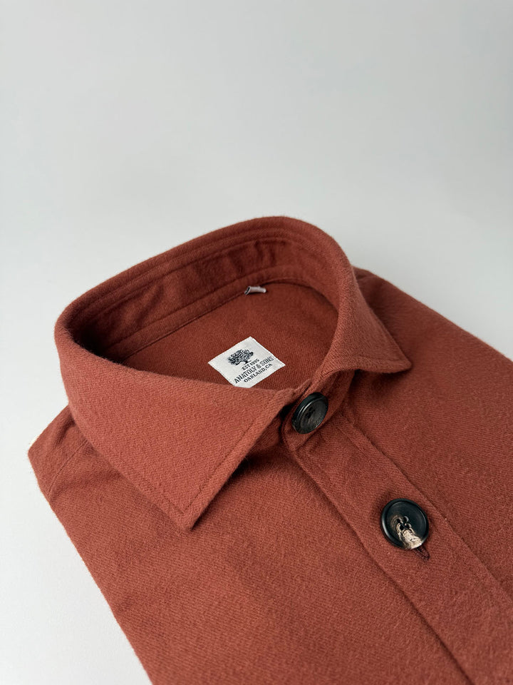 Rust Cotton Flannel Overshirt