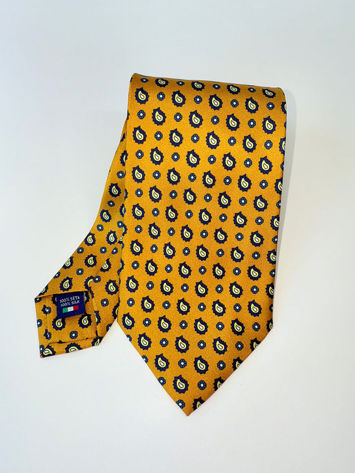 Silk Floral Paisley Tie - Yellow