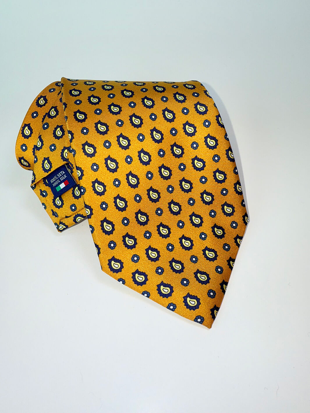Silk Floral Paisley Tie - Yellow
