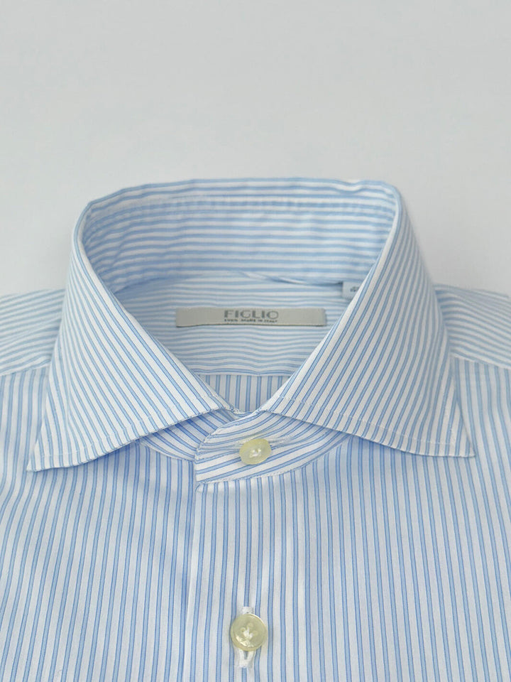 Pinstripe Cotton Dress Shirt - Sky Blue