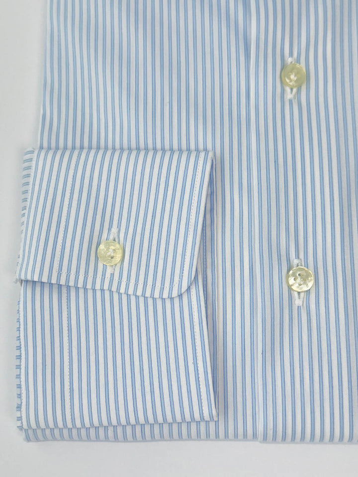 Pinstripe Cotton Dress Shirt - Sky Blue
