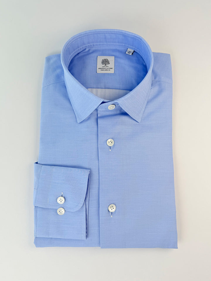 Cotton Poplin Dress Shirt - Light Blue