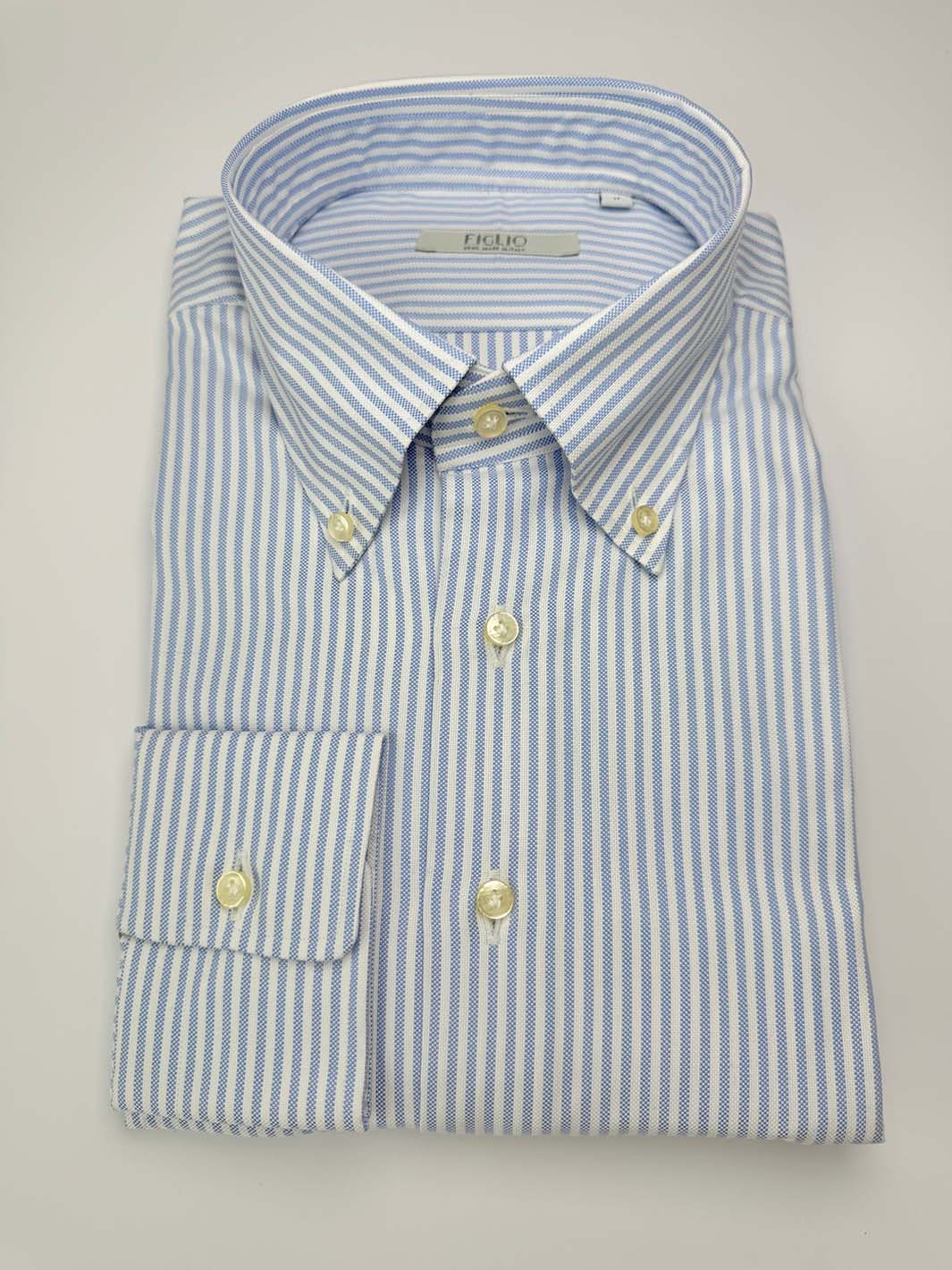 Striped Button-Down Oxford Shirt - Light Blue