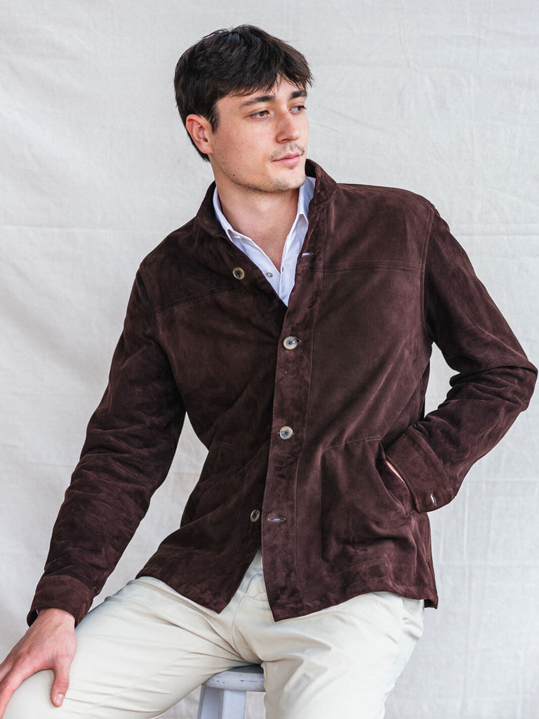 Chocolate Suede Overshirt | Italian Leather – Anatoly & Sons