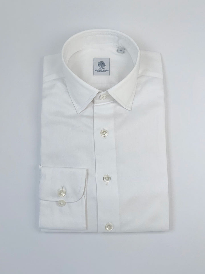 Superfine Cotton Twill Dress Shirt - White