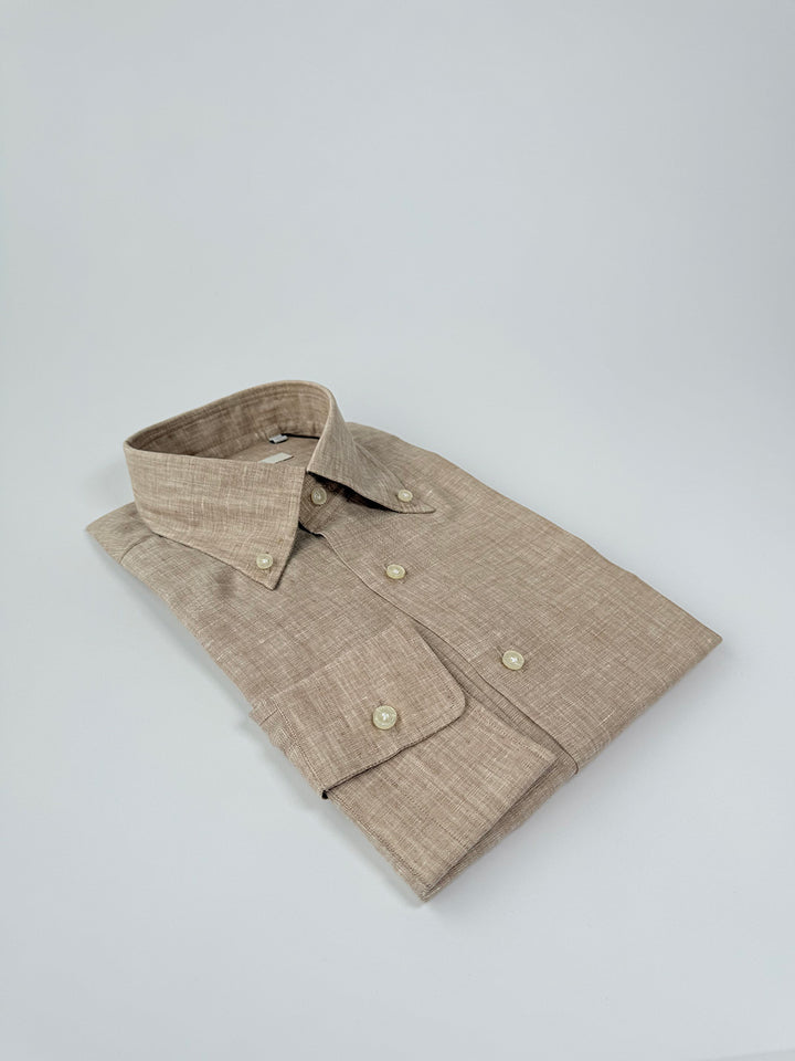 Linen Button-Down Shirt - Tan