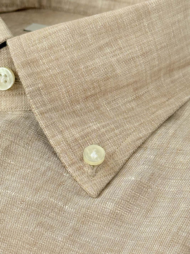 Linen Button-Down Shirt - Tan