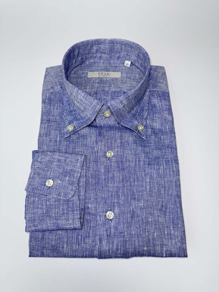best indigo shirts for dressing up or down Indigo Cotton Denim Flat Collar Button Down Shirt 58" / Custom Height (Free)