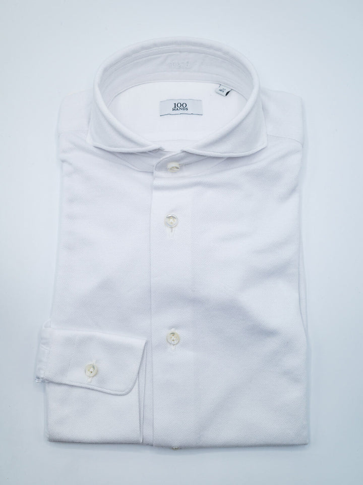 Cotton Piqué Dress Shirt - White