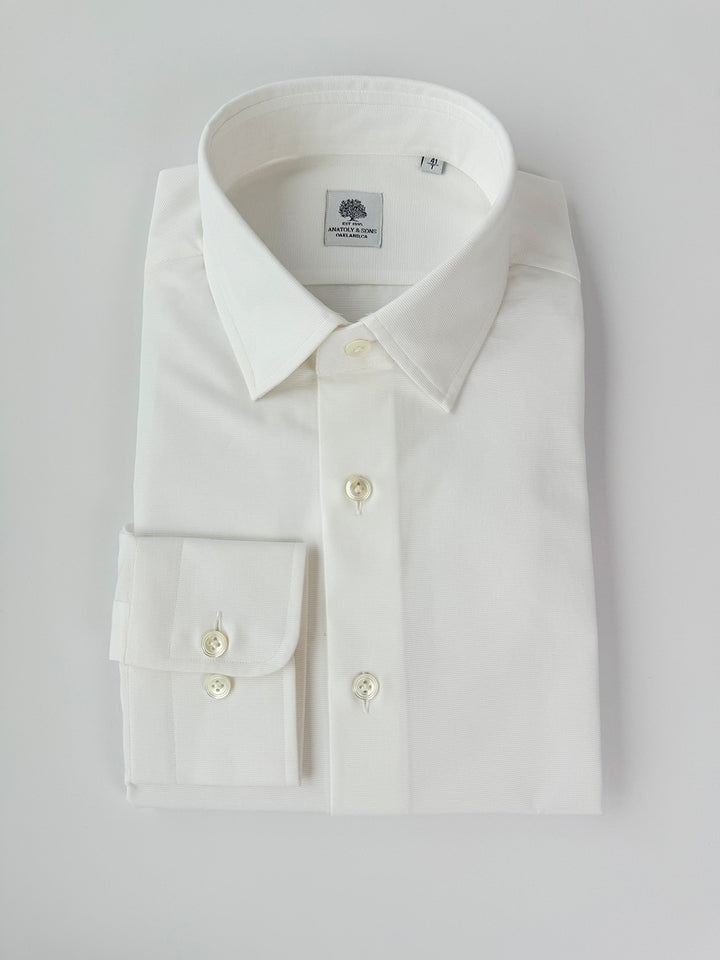 Cotton Twill Dress Shirt - White