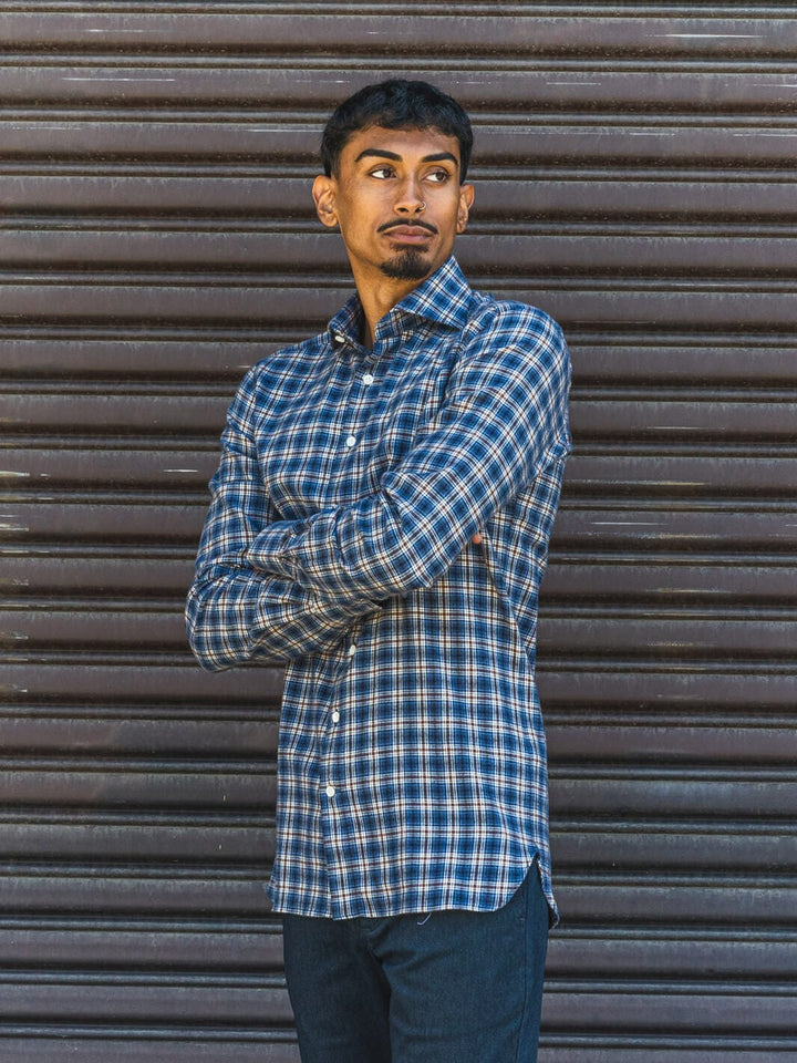 100 Hands Shirts Blue-Burgundy Plaid Flannel Shirt