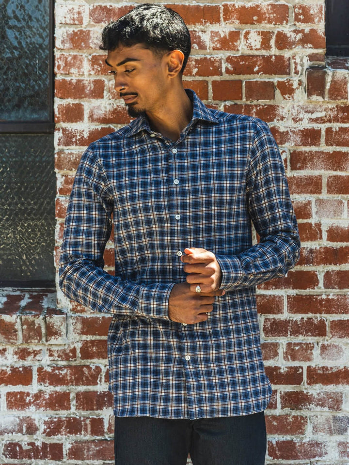 100 Hands Shirts Blue-Burgundy Plaid Flannel Shirt