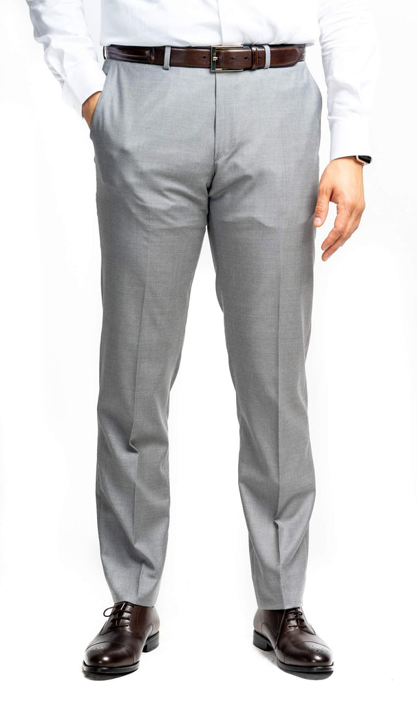 LORO PIANA 　 PLEATED TROUSERS　グレーストライプ Loro Piana Light Grey Tropical Wool Dress Pant - Custom Fit