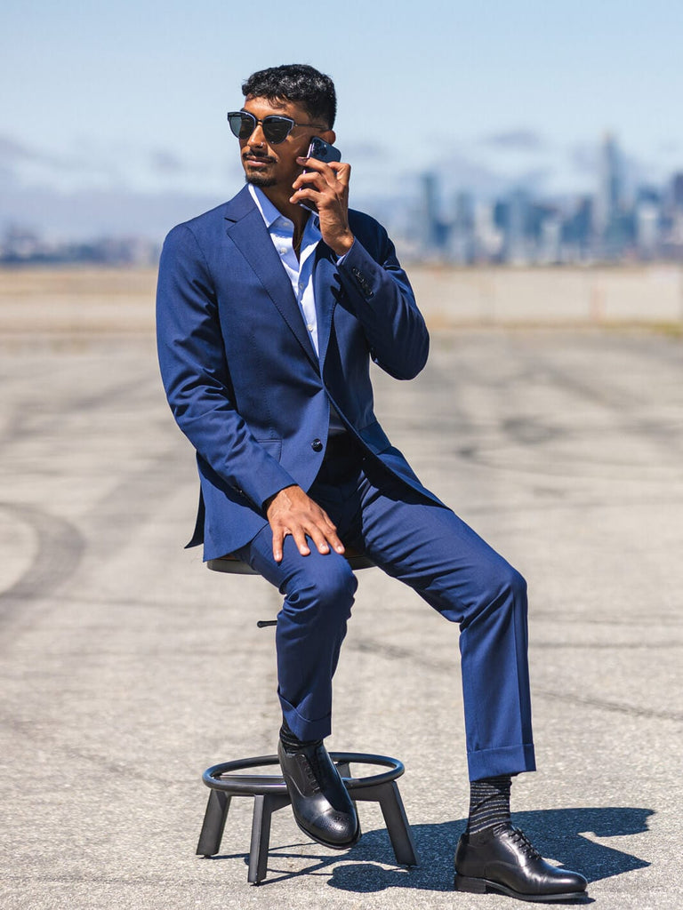Blue Wool Silk Suit | Drago Skyfall 46l US (56L EU) / Regular Blue Wool Silk Suit | Drago Skyfall 46l US (56L EU) / Regular