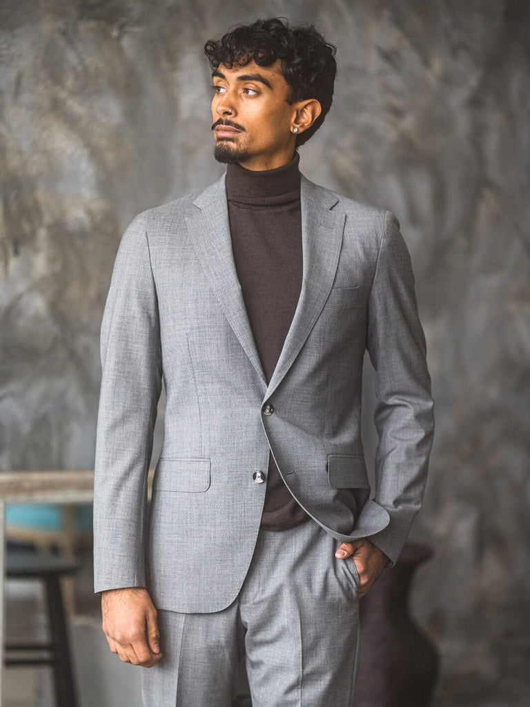 Light Grey Wool Silk Suit | Drago Skyfall – Anatoly & Sons