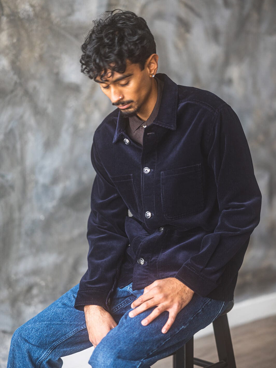 Anatoly & Sons Overshirt Navy Corduroy Overshirt