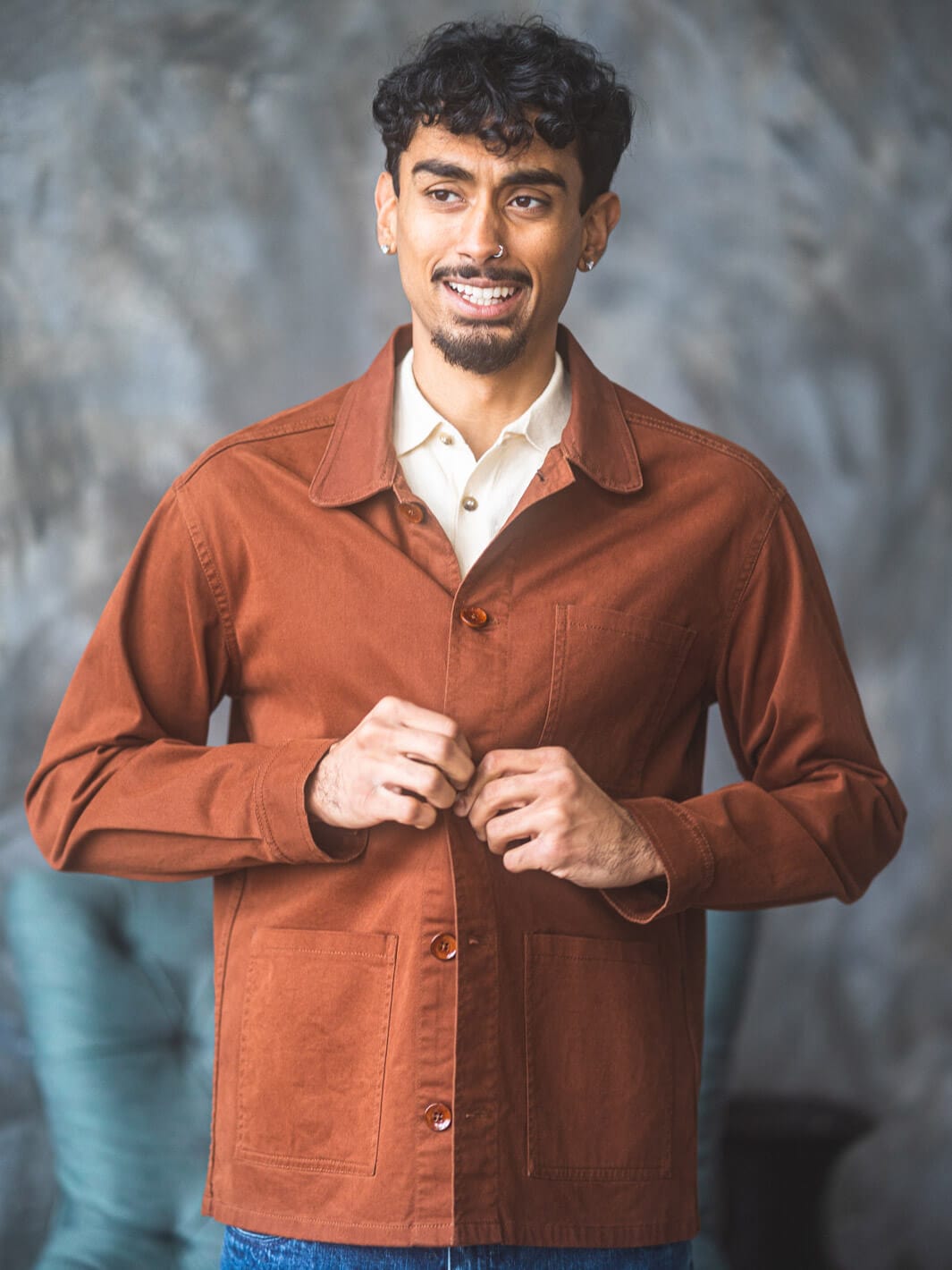 Anatoly & Sons Overshirt Terracotta Gabardine Overshirt