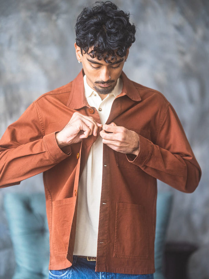 Anatoly & Sons Overshirt Terracotta Gabardine Overshirt
