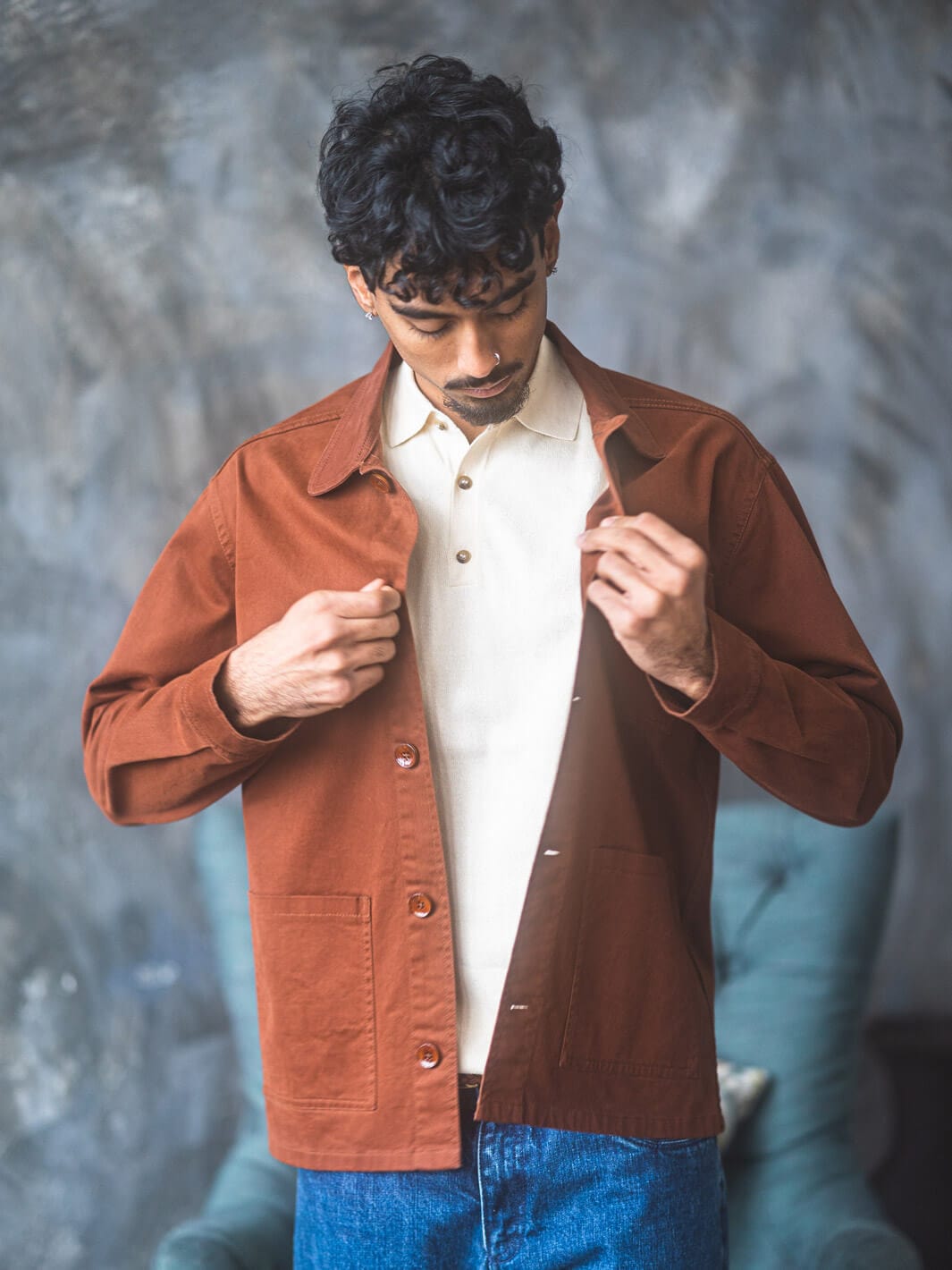 Anatoly & Sons Overshirt Terracotta Gabardine Overshirt