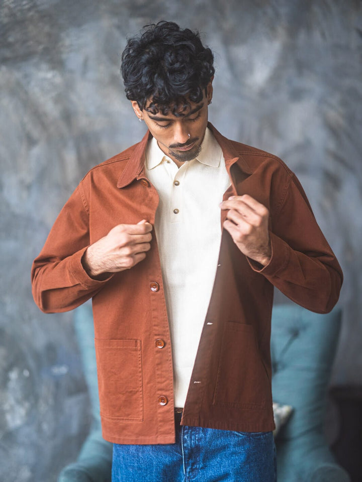 Anatoly & Sons Overshirt Terracotta Gabardine Overshirt