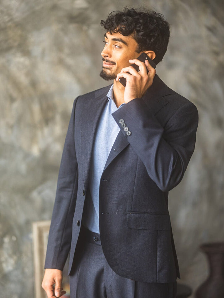 Anatoly & Sons Scabal Navy Galaxy Suit