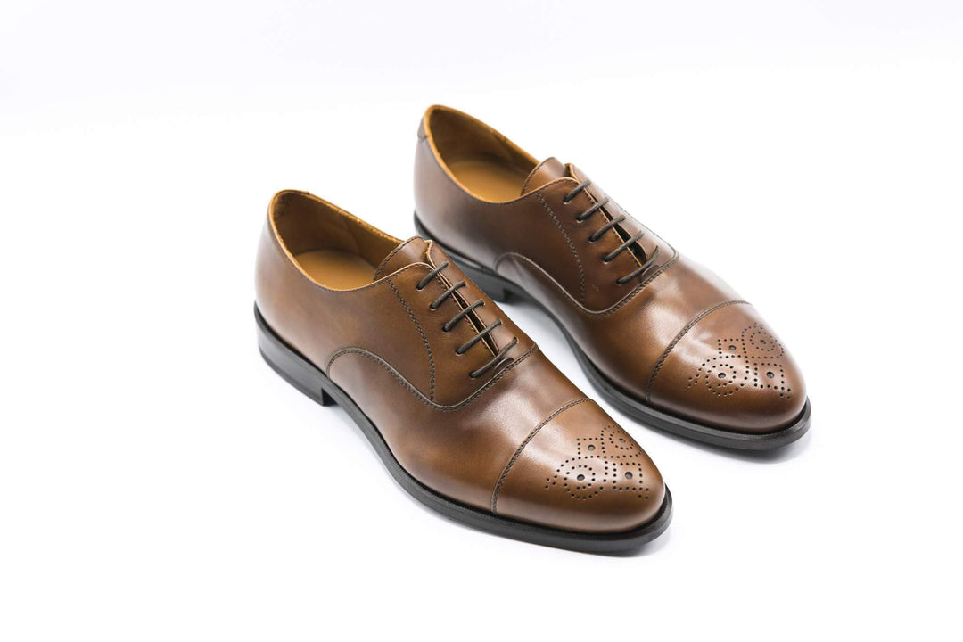 Brown Cap-Toe Oxford Shoes | Italian Calfskin 10.5 / Wide (EE) Brown Cap-Toe Oxford Shoes | Italian Calfskin 10.5 / Wide (EE)