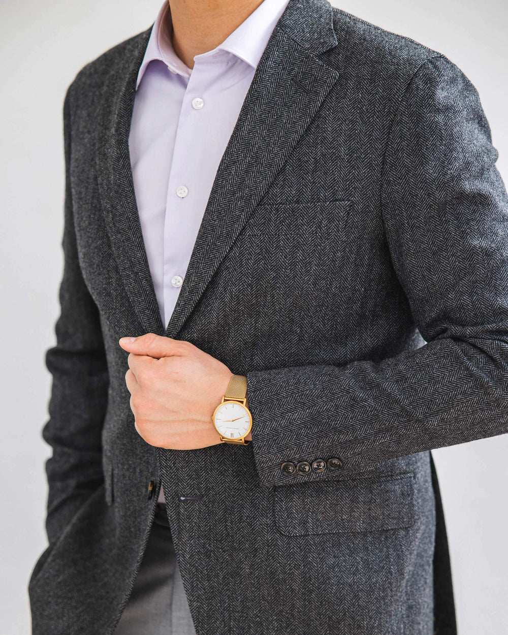 Anatoly & Sons Sport Coats Grey Herringbone Loro Piana Jacket