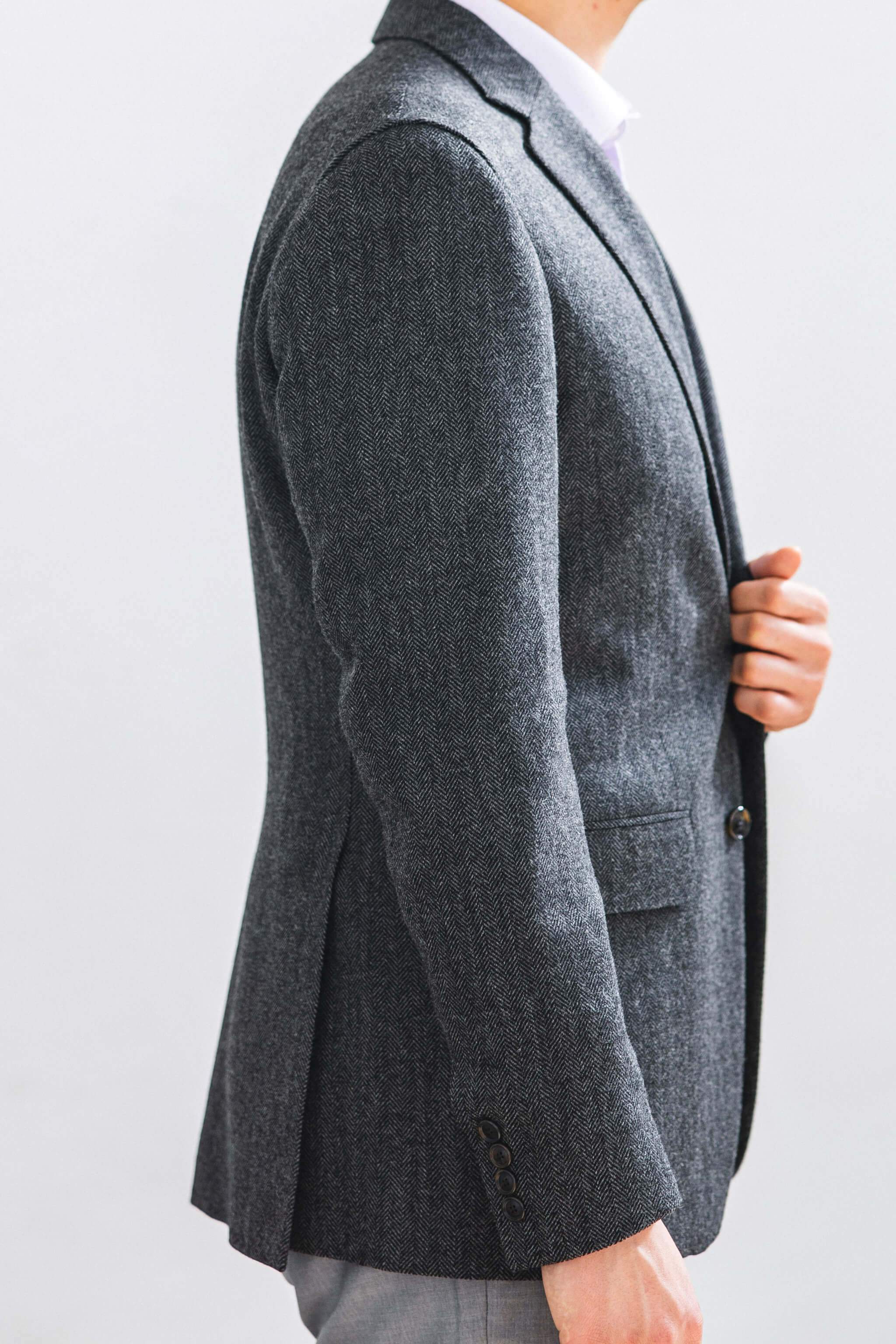 Grey Wool Herringbone Sport Coat | Loro Piana Fabric – Anatoly & Sons