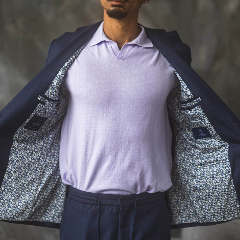 Anatoly & Sons Suits Blue Mohair Herringbone Suit