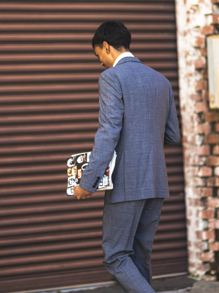 Anatoly & Sons Suits Grey/Blue Plaid Loro Piana Suit