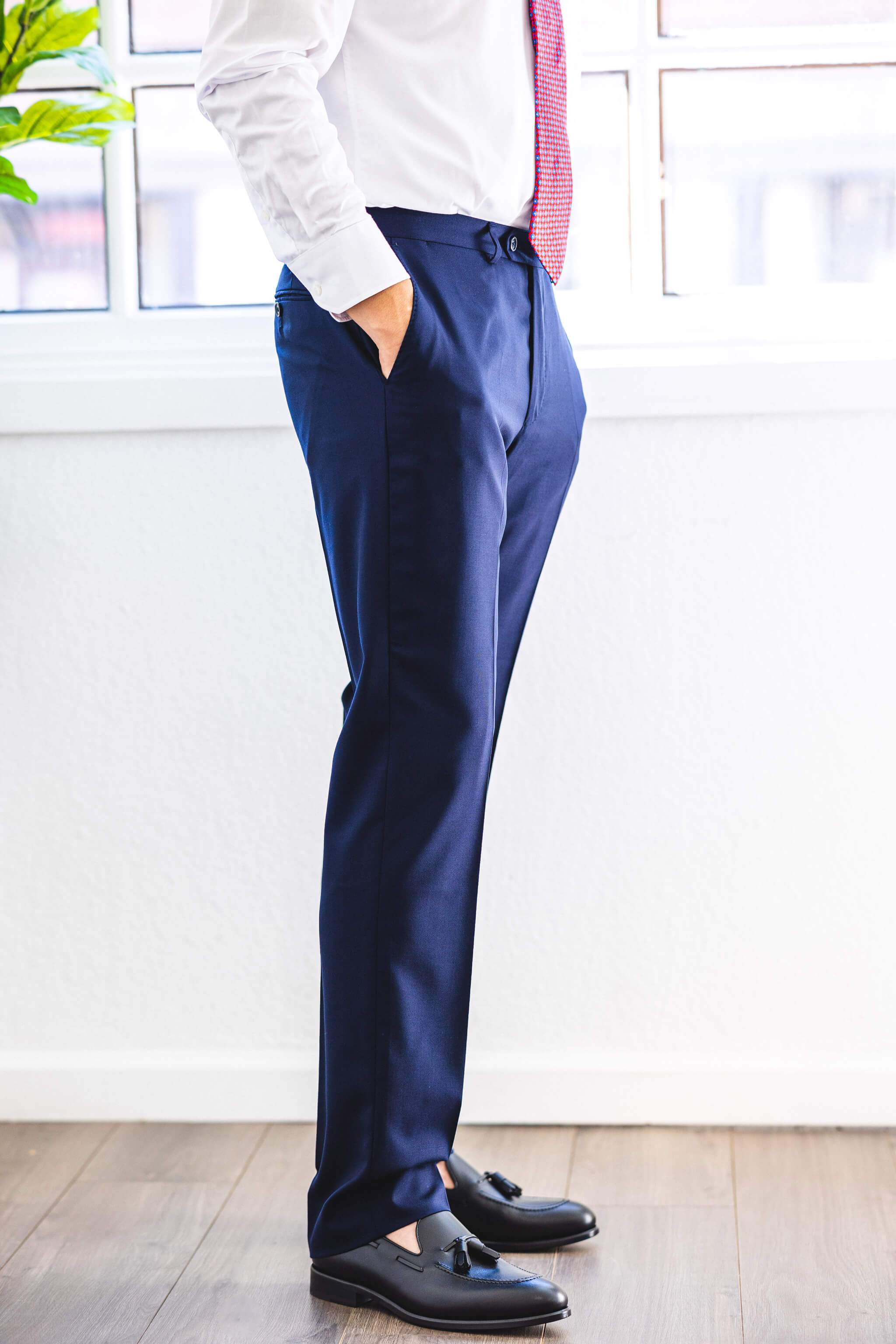 Navy Merino Wool Birdseye Suit | Holland & Sherry Super 140s