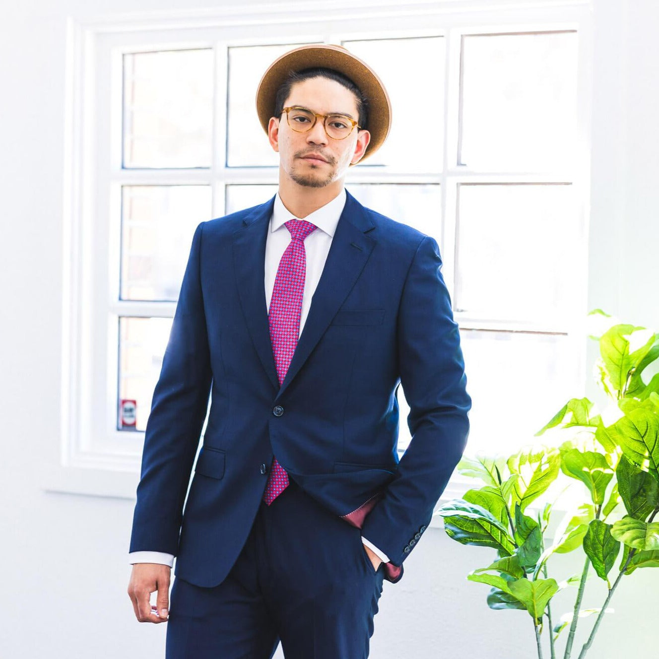 Navy Merino Wool Birdseye Suit | Holland & Sherry Super 140s