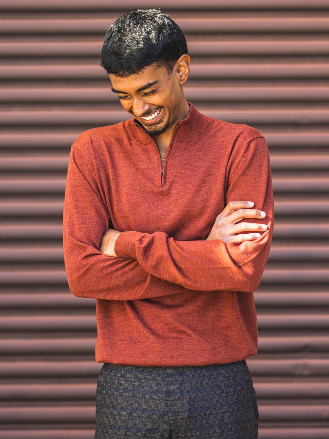 Rust Zip Neck Sweater | 100% Merino Wool – Anatoly & Sons