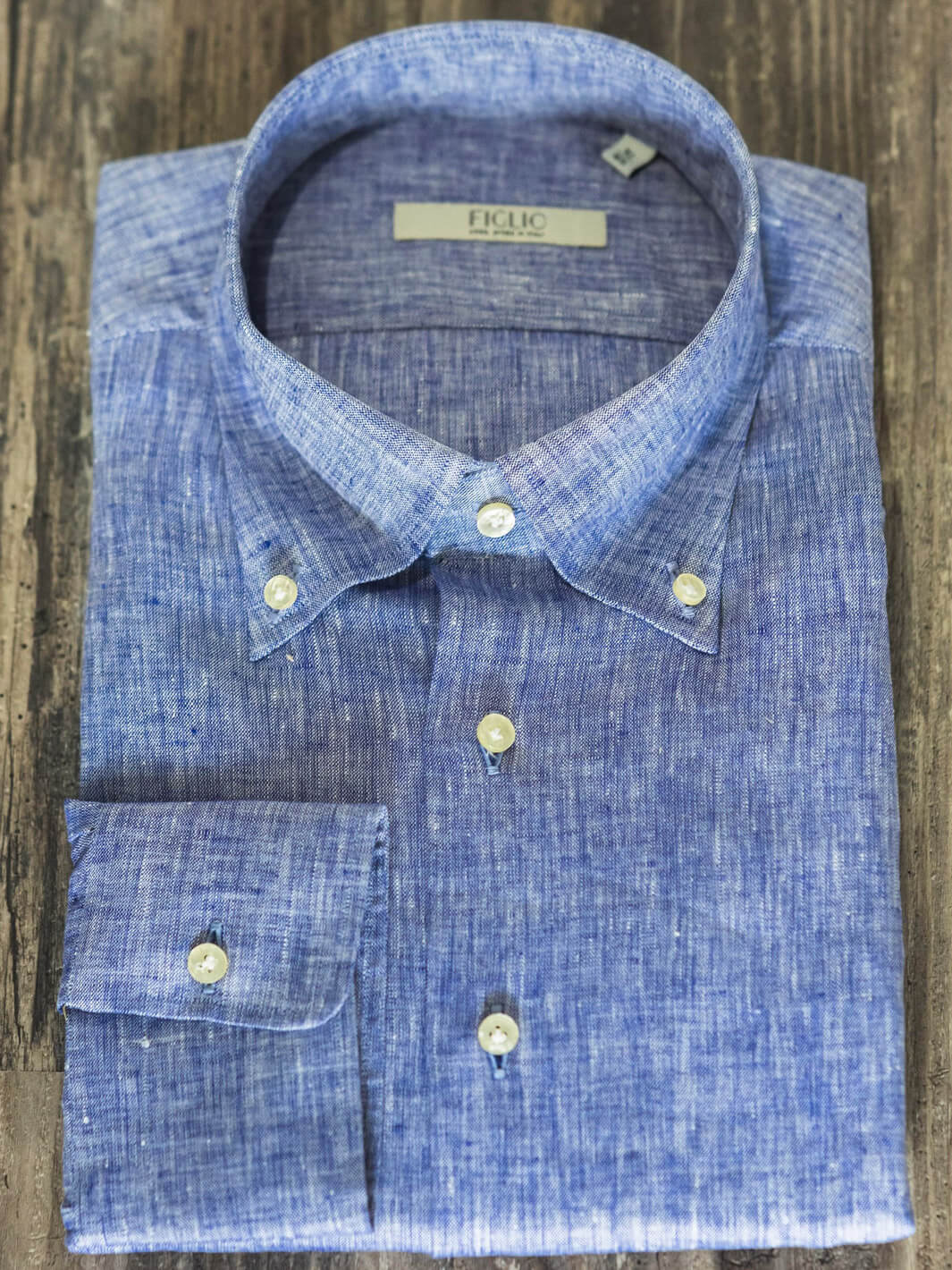 Figlio Blue Linen Chambray Shirt