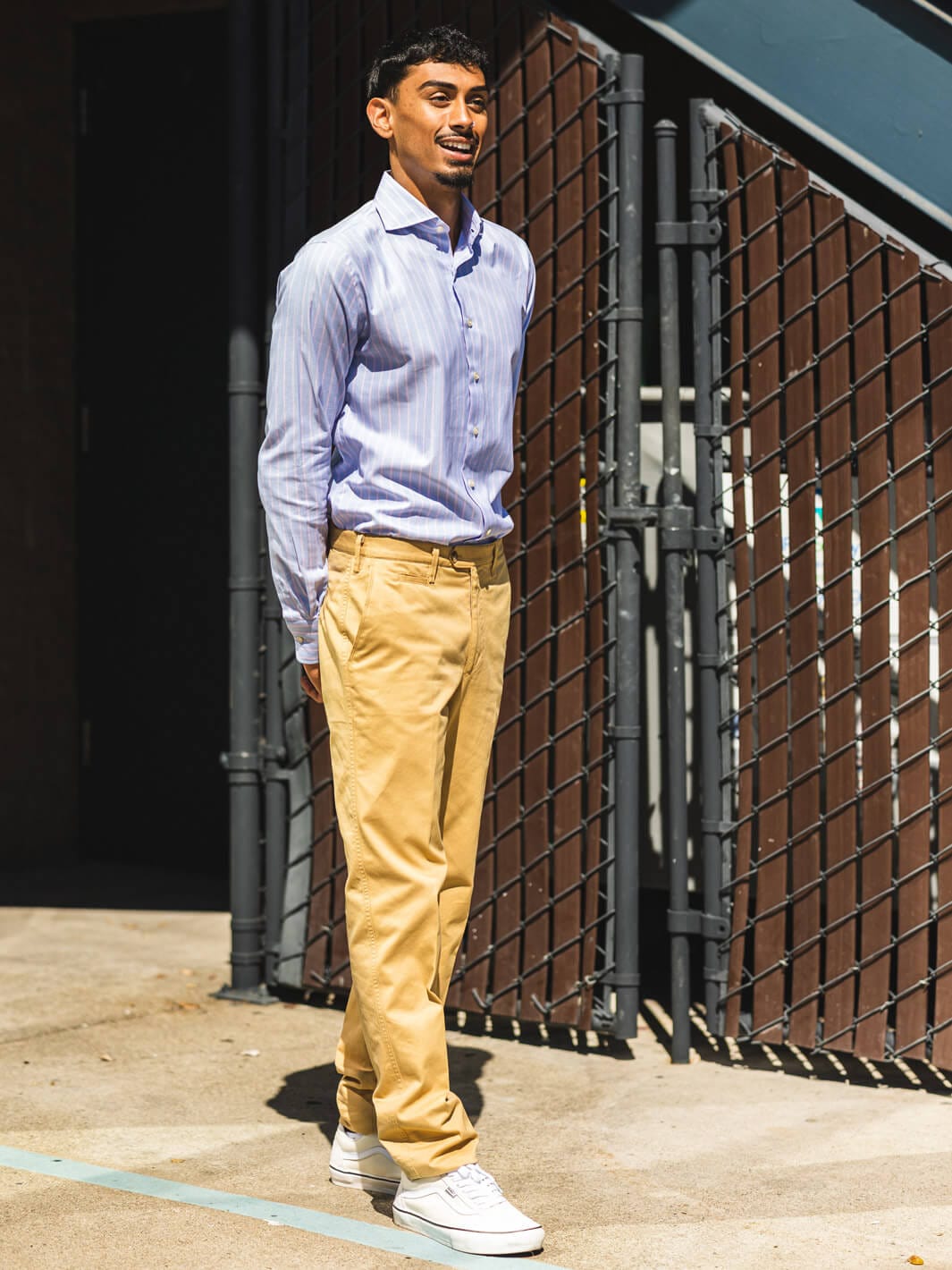 Striped Cotton Dress Shirt Pastel Blue Pink Anatoly Sons