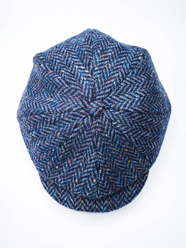 John Hanly Caps Donegal Tweed Newsboy Cap - Blue