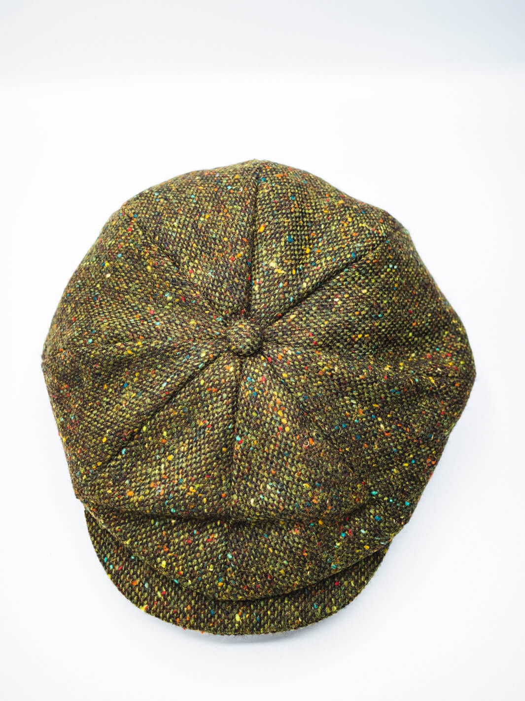 John Hanly Caps Donegal Tweed Newsboy Cap - Olive Green