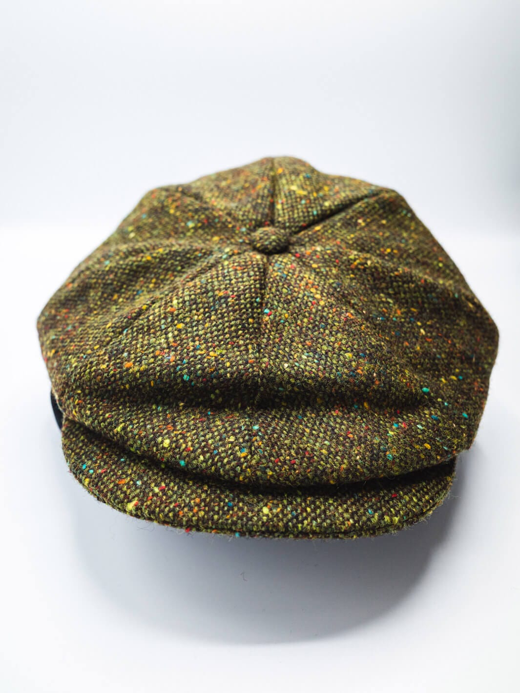 John Hanly Caps Donegal Tweed Newsboy Cap - Olive Green