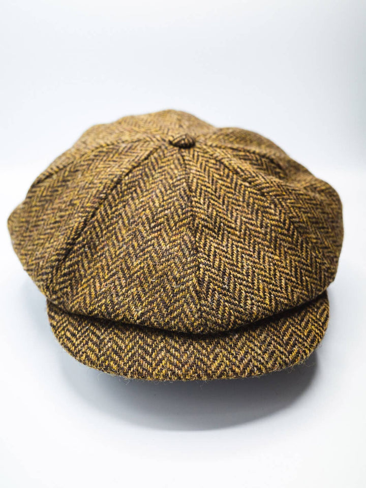 John Hanly Caps Tweed Newsboy Cap - Camel