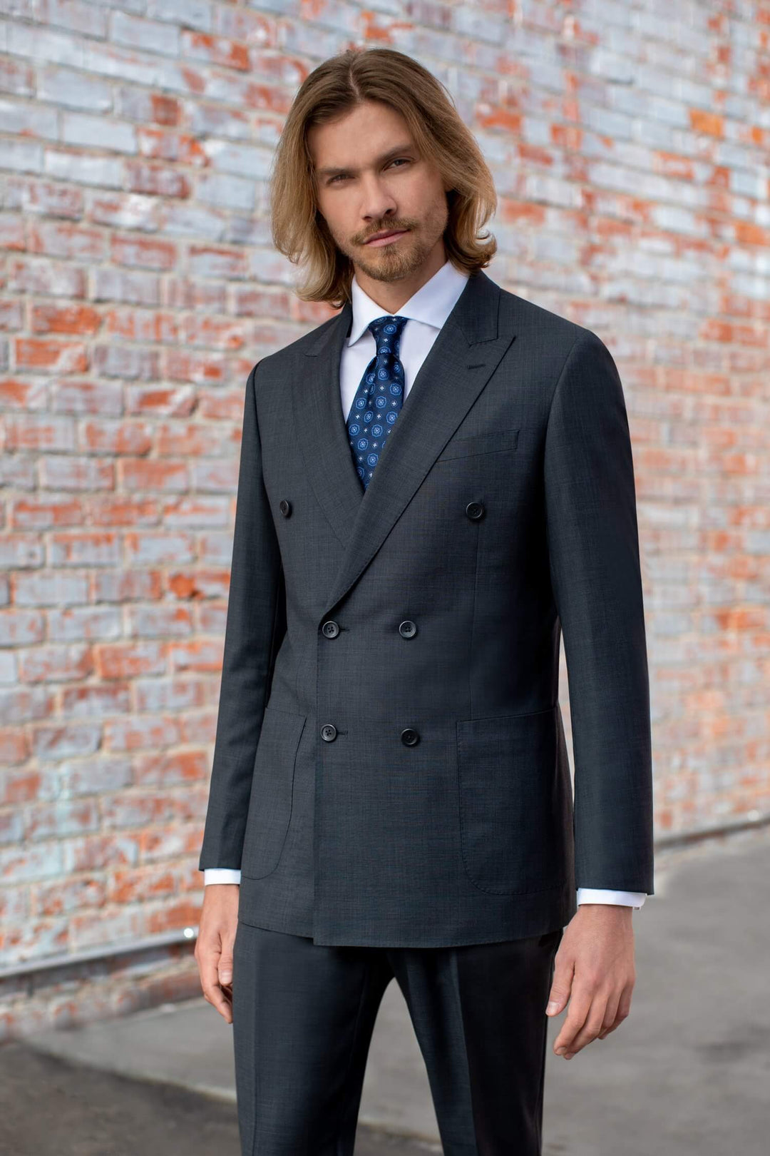 MaxMan Double Breasted Sharkskin Suit