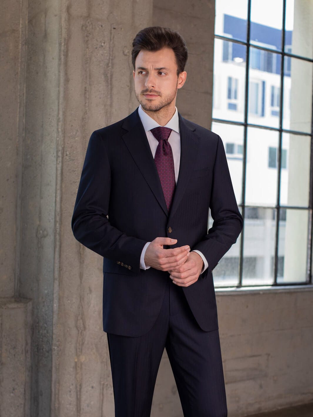 MaxMan Suits MaxDavoli Herringbone Suit - Modern