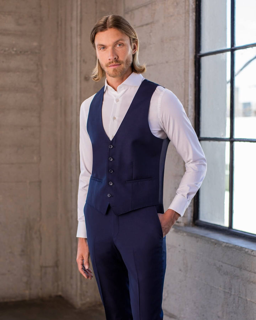 American Blue Wool Vest | Super 140s 44R US (54R EU) / Classic American Blue Wool Vest | Super 140s 44R US (54R EU) / Classic